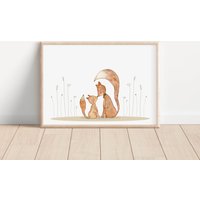 Poster Fuchs Kinderzimmer Kinder Tier Kinderbild Geschenk Kinder Zur Geburt Zum Geburtstag Babyposter von DianamarcShop
