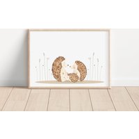 Süßer Igel Familie Poster A4 Kinderposter Baby Kinderzimmer Tierbilder Geschenk Kinder Geburt Geburtstag von DianamarcShop