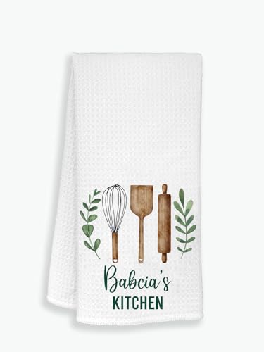 DiandDesignGift Babcia's Kitchen Geschirrtuch, weich und saugfähig, Waffelgewebe, 40,6 x 61 cm, weißes Blumenmuster, rustikal, schwer, Geschirrtuch DiandDesignGift Babcia's Kitchen Geschirrtuch, weich und saugfähig, Waffelgewebe, 40,6 x 61 cm, weißes Blumenmuster, rustikal, schwer, Geschirrtuch von DiandDesignGift