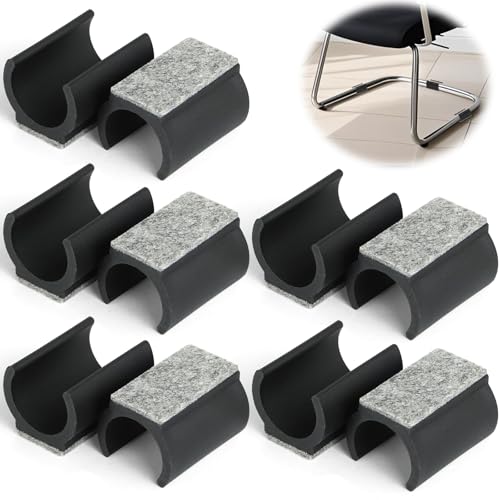 10 U-Förmiges Stuhlfußpolster, Ø 24-25mm Filzgleiter für Freischwinger, Stuhlgleiter Freischwinger mit Filz, Schwarzer Klemmgleiter für Freischwinger, Gleiter für Schwingstuhl von Dianfen