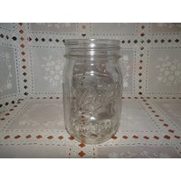 Vintage Clear Pint Mason Jar ... Obstdesign Auf Der Vorderseite .. Messungen Seite, Made in Den Usa von DianneDeals