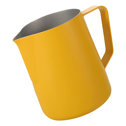Dianoo Espresso Dampfkrug 600 ml, Milchaufschäumkännchen, Edelstahl, Kaffeemilch, Aufschäumbecher, Kaffeekännchen, Latte Art, Gelb von Dianoo