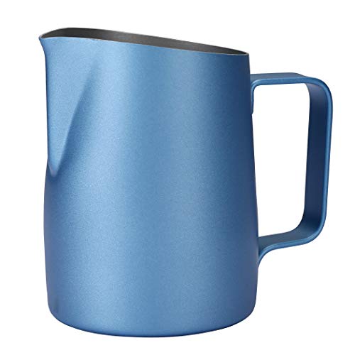 Dianoo Espresso-Milchaufschäumer, Milchkännchen, Edelstahl, für Kaffee-Latte-Kunst, 420 ml blau von Dianoo