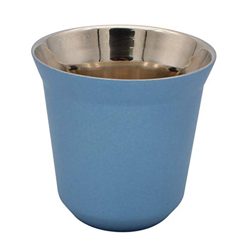 Dianoo Kaffeetasse Espressotassen aus Edelstahl, doppelwandig, wärmeisoliert, blaue Kapsel von Dianoo