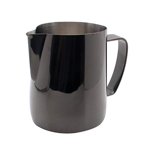 Dianoo Milchschäumkrug Aus Edelstahl Mit Titan überzogen Milchkännchen Latte Kunst Tasse Kaffee Latte Cappuccino Schwarz 350ml von Dianoo