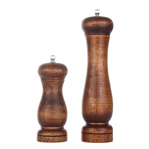 Dianoo Salz- und Pfeffermühle aus Holz, Pfeffermühle und Salzstreuer-Set, Holz mit Keramikkern, Frauen-Körperform, 12,7 cm und 20,3 cm von Dianoo