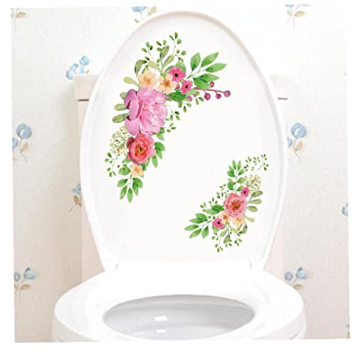 1 Set Blumen Toilettenaufkleber Toilette Türaufkleber Wandtattoos Für Party Wanddekorationen Liefert von Dianzan