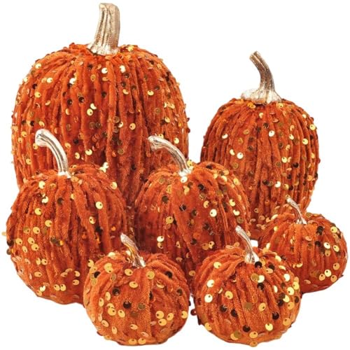Dianzan Gefälschte Kürbis-Modell-Ornamente, 1 Set, Halloween-kürbis-Dekorationen, Pailletten-simulations-kürbis-Ornamente, Künstliche Gefälschte Kürbisse, Dekor von Dianzan