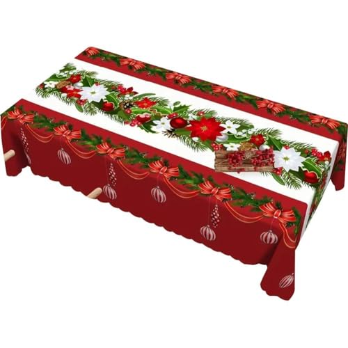 Dianzan Weihnachtstischdecke, Dekorative Rechteckige Tischdecke, Rechteckige Tischdecke Weihnachtsblumen, Weihnachtstischdecke Für Die Neujahrsdekoration von Dianzan
