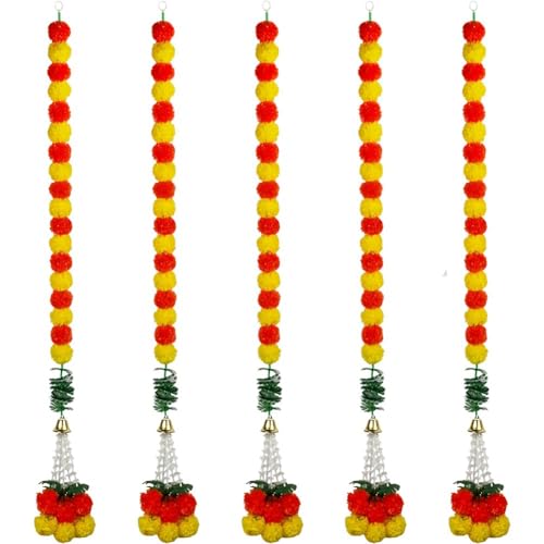 Ringelblumengirlande, 5 Stück, Künstliche Ringelblumen, Hängender Kranz, Künstliche Blumen, Schnüre Für Indisches Diwali, Pooja, Tag Der, Mexikanische Ringelblumengirlande, 5 Stück, Künstliche Ringelblumen, Hängender Kranz, Künstliche Blumen, Schnüre Für Indisches Diwali, Pooja, Tag Der, Mexikanische von Dianzan