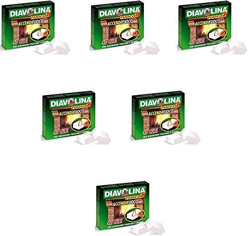 DIAVOLINA Angebot 5+1 Gratis Feueranzünder 40 Würfel Original Kaminofen von Diavolina