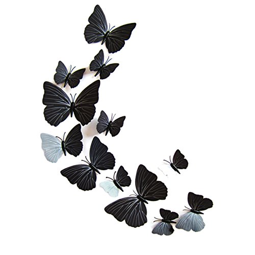 12 Set 3D Schmetterlinge Butterfly Wandtattoo Wanddeko Wandtatoo Wandaufkleber Dekoration von Diawell