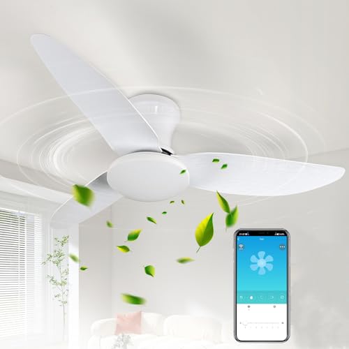 Dibaful 100cm Deckenventilator mit Beleuchtung 46W LED Deckenlampe Deckenventilatoren Fernbedienung 6-Gang Dimmbar Timer für Schlafzimmer Wohnzimmer Esszimmer Weiß von Dibaful