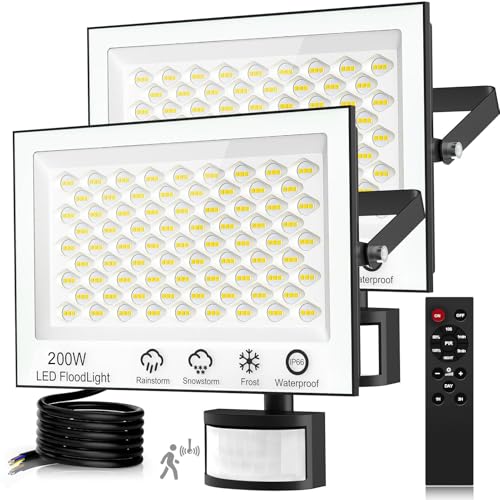 Dibaful 2 Stück 200W LED Strahler mit Bewegungsmelder Außen Fernbedienung Dimmbar | Timing Außenstrahler Scheinwerfer Lichtsensor | Flutlicht Kaltweiß 6500K IP66 Wasserdicht Fluter für Garten Garage Dibaful 2 Stück 200W LED Strahler mit Bewegungsmelder Außen Fernbedienung Dimmbar | Timing Außenstrahler Scheinwerfer Lichtsensor | Flutlicht Kaltweiß 6500K IP66 Wasserdicht Fluter für Garten Garage von Dibaful
