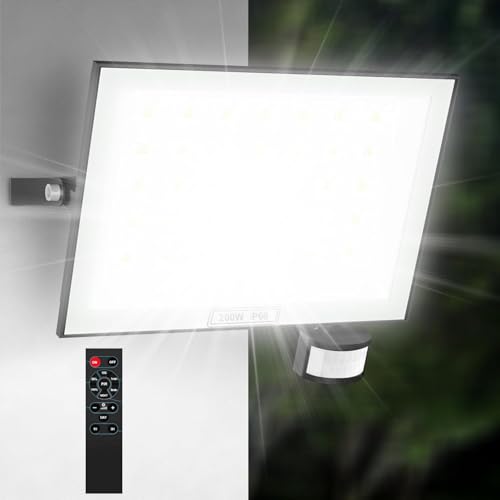 Dibaful 200W LED Strahler mit Bewegungsmelder Lichtsensor und Timing Fernbedienung Außenstrahler Scheinwerfer | Flutlicht Außen Dimmbar Kaltweiß 6500K IP66 Wasserdicht Fluter für Garten Garage Dibaful 200W LED Strahler mit Bewegungsmelder Lichtsensor und Timing Fernbedienung Außenstrahler Scheinwerfer | Flutlicht Außen Dimmbar Kaltweiß 6500K IP66 Wasserdicht Fluter für Garten Garage von Dibaful