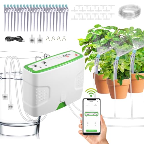 Dibaful Garten BewässerungsSystem WIFI APP Bewässerung Kit Automatische Timing Tröpfchenbewässerung Gartenbewässerung Misting Tropfbewässerung für Balkon Zimmerpflanzen Pflanzen Gewächshaus von Dibaful