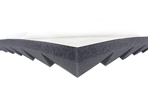 Akustikpur Akustikschaumstoff Pyramidenschaumstoff SELBSTKLEBEND - Schalldämmmatten zur effektiven Akustik Dämmung, ca. 49 cm x 49 cm x 4 cm von Dibapur