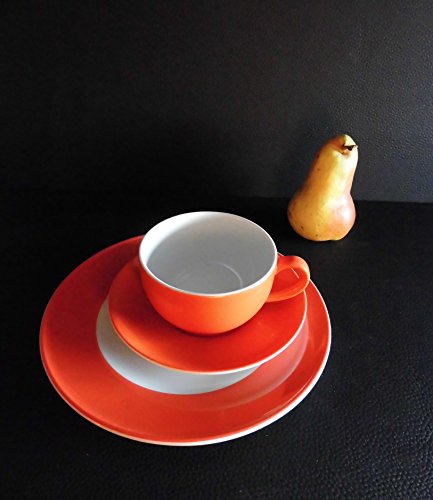 Dibbern SONDERAKTION - Originalware Solid Color - Kaffeetasse m.U. 0,25 + Teller 21 cm - koralle - NEU von Dibbern
