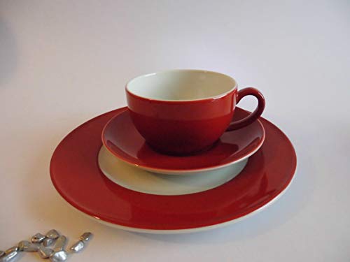 Dibbern Solid Color - Kaffeetasse 0,25 l m.U. + Teller flach 21 cm - paprika - NEU von Dibbern