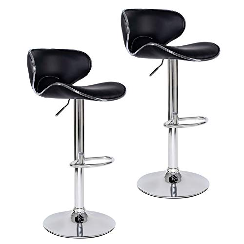 dibea Barhocker 2er-Set 360° drehbar, höhenverstellbarer Barstuhl belastbar bis 130kg, stabiler Standfuß mit Bodenschutz & Fußablage, schwarz Modell 6 von Dibea