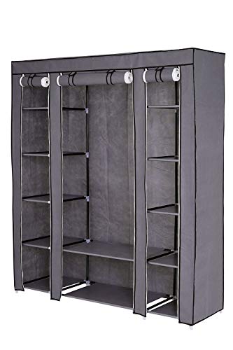 dibea Faltbarer Stoff-Kleiderschrank 175x150x45 cm, grau von Dibea