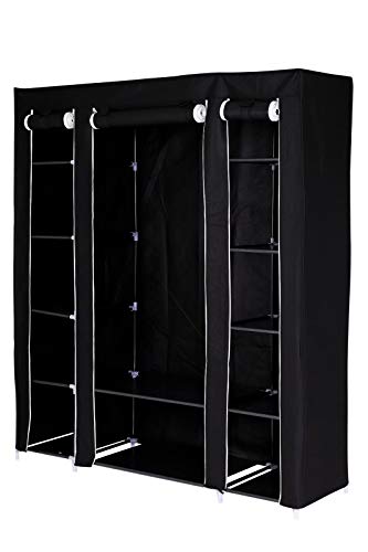 dibea Faltbarer Stoff-Kleiderschrank 175x150x45 cm, schwarz von Dibea