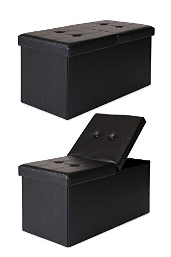 dibea Sitzbank mit Klappdeckel 76x38x38 cm, Kunstleder schwarz von Dibea