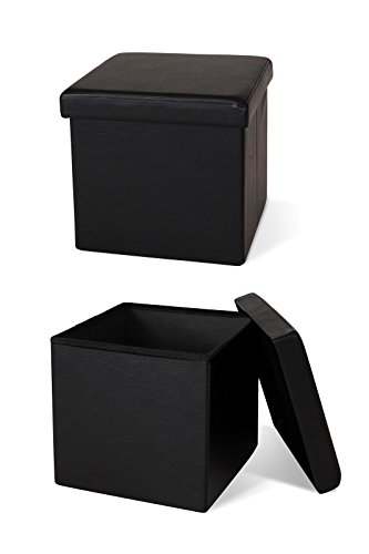 dibea Sitzhocker faltbar max 300 kg Kunstleder, 38x38x38 cm schwarz von Dibea