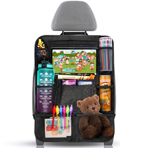 Diboniur Rückenlehnenschutz Auto Kinder - Auto Organizer Kinder mit 10 Taschen, Autositz-Organizer für iPad Tablets unter 10,5 Zoll, Viel Stauraum（Dickere Ausführung）, Schwarz von Diboniur