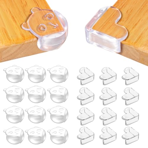 Diboniur Kantenschutz Baby, 24 Stück Eckenschutz Baby Mit Verbessertem Superkleber, Tischeckenschutz Kinder in Herz und Bärenform, Eckenschutz Kantenschutz Baby Transparent für Verschiedene Möbel von Diboniur