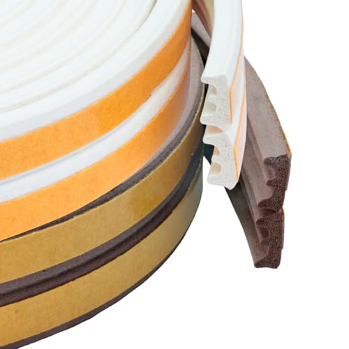 Dichtungsband für Türen Fenster, Türdichtung, Selbstklebende Fensterdichtung, Anti-Kollision Dichtungsstreifen Gummi Schaum Siegel Streifen Schalldämmung (E - 9x4mm) (Braun, 30 Meter) von Dichtex