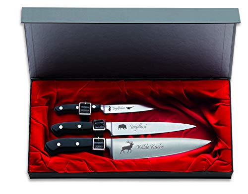 F. Dick Messerset Jagd Premier Plus 3-TLG. (Officemesser 12cm, Filetiermesser 18 cm, Kochmesser 21 cm, X50CrMoV15 Stahl, nichtrostend, 56° HRC) 81099000-250 von F. Dick
