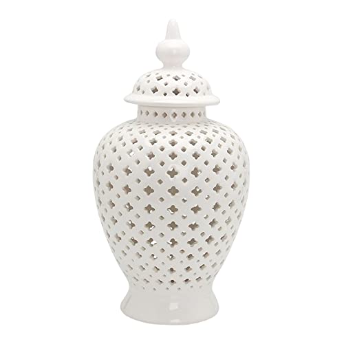 Dickly Aushöhlen Keramik Blumenvase Tempel Glas Aufbewahrung mit Deckel Organizer Dekoration Traditionelles Porzellan Ingwerglas für Party Arbeitsplatte von Dickly