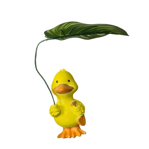 Dickly Entenfigur, Gartenornament, Kunstharz, Handwerksstück für Schreibtisch Und Balkon, Gelb von Dickly