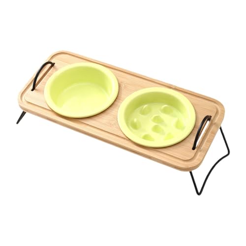 Dickly Hundenapf Set mit Erhöhtem Ständer, Futter Und Wassernäpfe für Haustiere, Gelb von Dickly