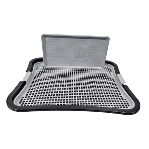 Dickly Hundetoilette Hundetrainingstoilette mit Säule Katzentoilette Indoor Hunde Töpfchen Tablett, Schwarz von Dickly