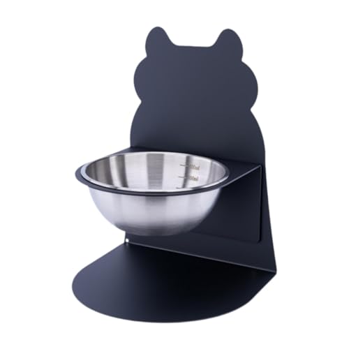 Dickly Katzennapf mit Erhöhtem Stand, Futter Und Wassernapf für Haustiere, Schwarze Silberne Schüssel von Dickly