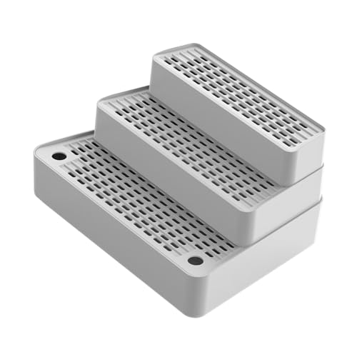 Dickly Rampe für automatische Katzentoilette, 3 Stufen, Polster, waschbar, abnehmbare Matte, Katzenstreutreppe für ältere Hauskatzen, Hellgrau von Dickly