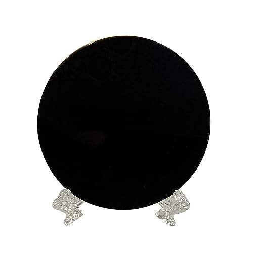 Dickly Schwarze Obsidian Scheibe, Obsidian Scrying Spiegelscheibe, Platte, Feng Shui Spiegelkreisscheibe für Bastelarbeiten, Meditation, Heim Schreibti, 6CM von Dickly