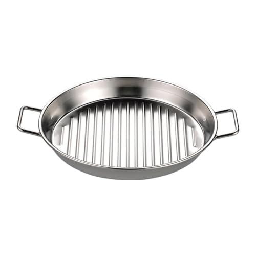 Dickly Serviertablett aus Edelstahl, rund, Aufbewahrungstablett mit Doppelgriffen für Vorspeisen, getrocknete, Silver M von Dickly