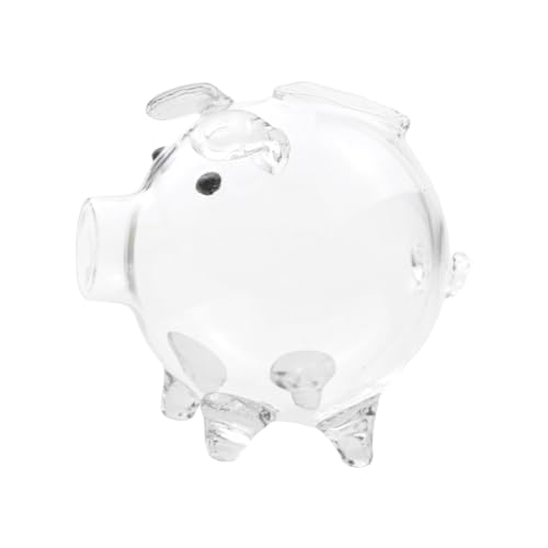 Dickly Sparschwein aus Glas, transparent, klein, niedlich, für Weihnachten, Erwachsene, Ersparnisse, Bargeld von Dickly