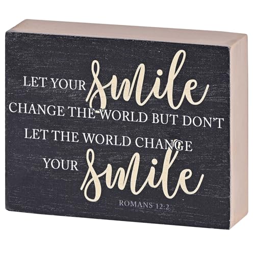 Dicksons Inspirierendes christliches Blockschild, Tischplatte, 7,6 x 10,2 cm, MDF, Smile Change the World von Dicksons