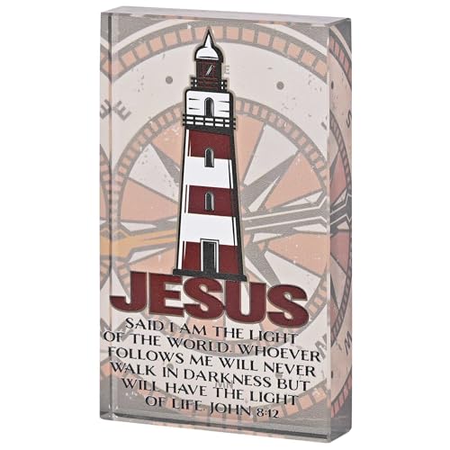 Dicksons Inspirierendes christliches Tischschild, 6,3 x 10,2 cm, Glas, Leuchtturm "Never Walk in Darkness" von Dicksons