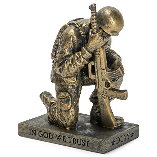 Dicksons Tischfigur "Duty Faith Gott, betender Soldat", 12,7 cm, Goldharz, Stein von Dicksons