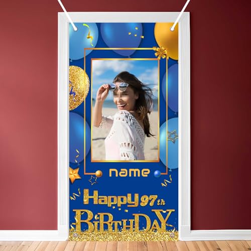 Dicodes Benutzerdefinierte Navy Blue Gold Happy 97. Birthday Gate Banner Personalisierung Geburtstagsparty Dekorationsartikel Männer und Frauen(97.Geburtstag) von Dicodes