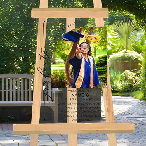 Dicodes Personalisierte Graduierung Acryl Willkommensschild mit Fotos Klasse von 2025 Benutzerdefinierte Glückwünsche Grad Welcome Party Yard Sign(Sektor) von Dicodes