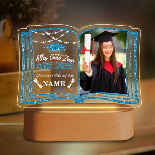 Discodes Personalisierte Graduierung Geschenk Nachtlicht ABI 2025 Prüfung Bestanden Geschenk für Lehrer und Klassenkamerade Graduation Dekorationen(Blau) von Dicodes