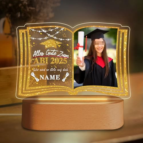 Discodes Personalisierte Graduierung Geschenk Nachtlicht ABI 2025 Prüfung Bestanden Geschenk für Lehrer und Klassenkamerade Graduation Dekorationen(Gold) von Dicodes