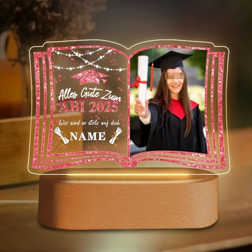 Discodes Personalisierte Graduierung Geschenk Nachtlicht ABI 2025 Prüfung Bestanden Geschenk für Lehrer und Klassenkamerade Graduation Dekorationen(Roségold) von Dicodes