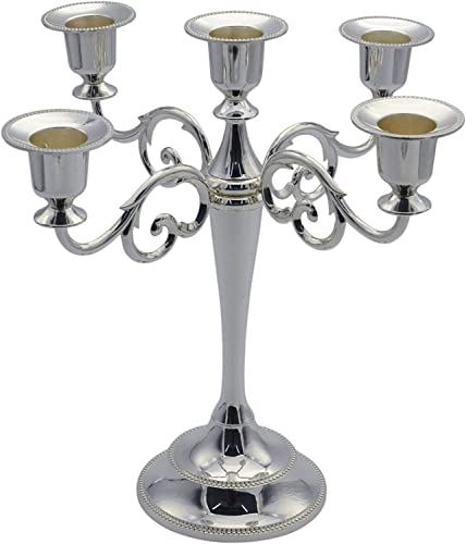 Dicspotin Metall Kerzenständer Kerzenhalter 26cm Höhe 5 Armig, Stabkerzenhalter Hochzeit Veranstaltung Candle Holder Vintage für Tischdeko von Dicspotin